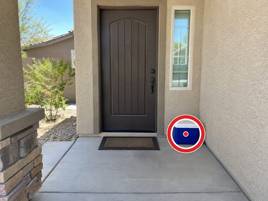 Example: a front door with the cooler circled in red